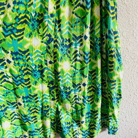 Go Softly Vibrant Green Button From Patio House Dress - Picture 11 of 15